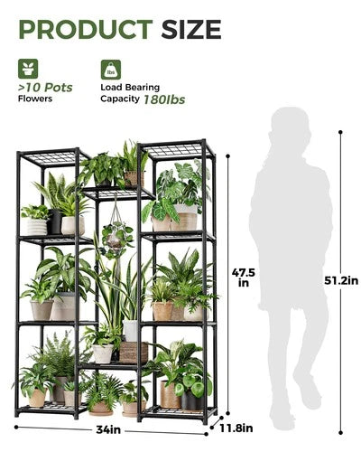 Bamworld Plant Stand with Grow Light Tall Plant Stand Indoor Metal Plant Shelf