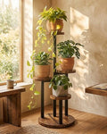 Bamworld Plant Tables Indoor Corner Plant Stand Tall Metal Wood Plant Shelf