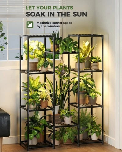 Bamworld Plant Stand with Grow Light Tall Plant Stand Indoor Metal Plant Shelf
