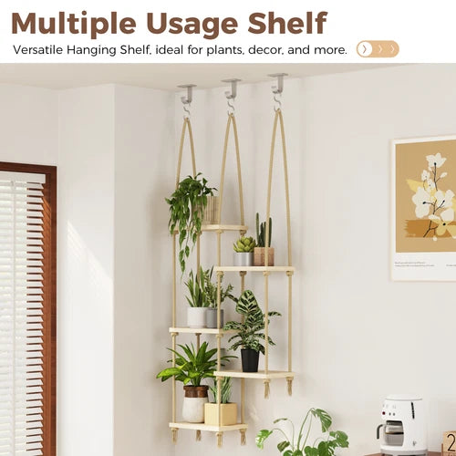 Bamworld Hanging Shelves Plant Hanger Window Plant Shelves Wood Plant Wall Shelf